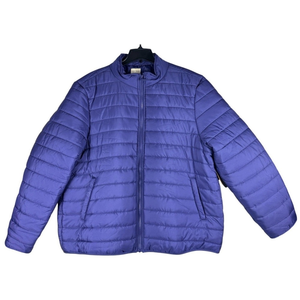 Eight Bells Men XL Blue Quilted Puffer Jacket Full Zip Mock Neck Lightweight NWT